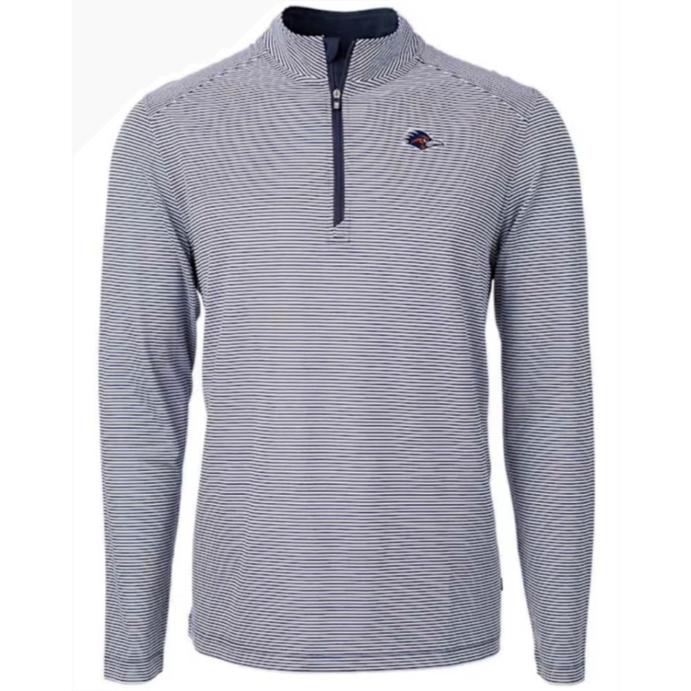 CUTTER & BUCK UTSA ROADRUNNERS MENS NAVY‎ BLUE STRIPE LONG SLEEVE QTR ZIP XXL